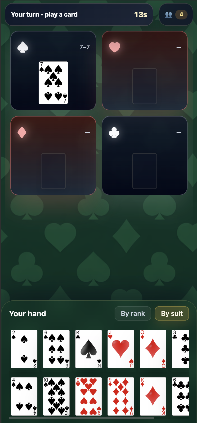 A started Sevens Royale game